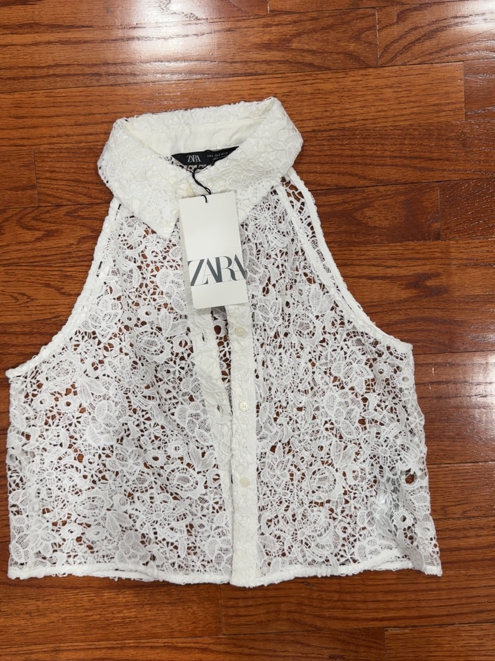 Zara white lace blouse